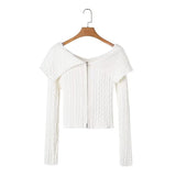Women Sweater Knitwear Fall Slim Fit Double Zipper Sweater