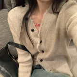 Women Knitwear Autumn and Winter Tassel V-neck Sweater Slim-Fit Knitted Cardigan