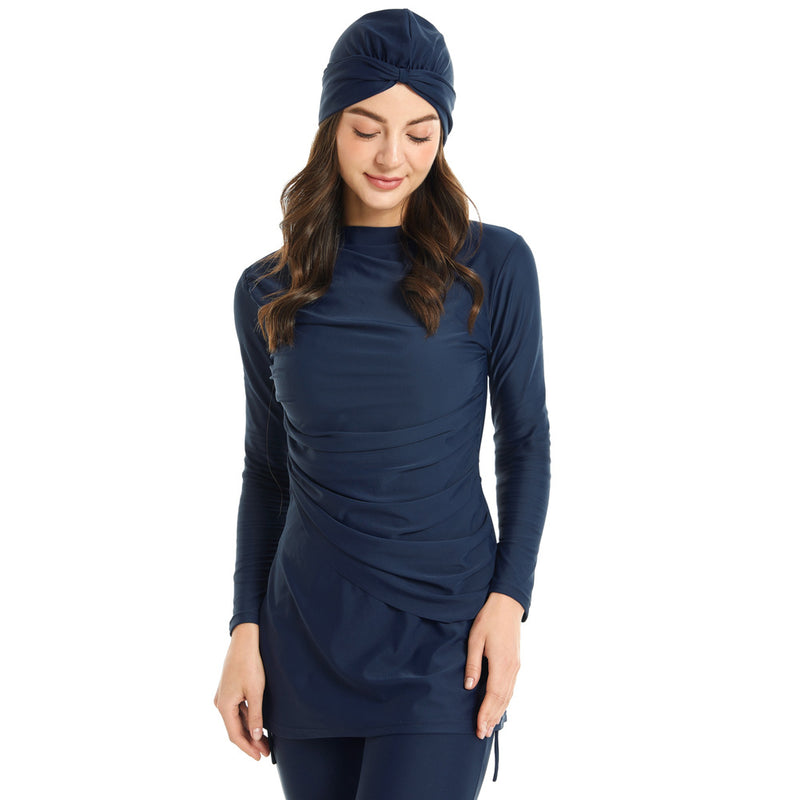 Muslim Bathing Suits Muslim Swimsuit Long Sleeve Trousers Three-Piece Set Sun Protection without Chest Pad