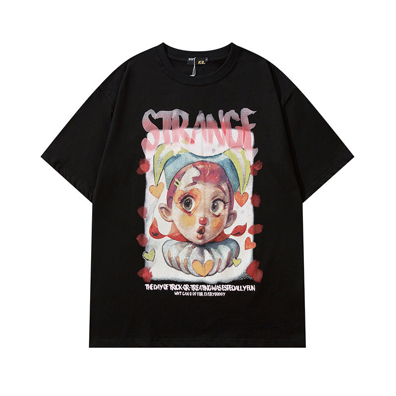 Men T Shirt Summer Cartoon Animation Printed Couple Short Sleeve T-shirt