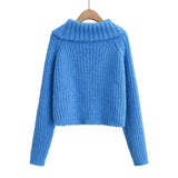 Women Sweater Knitwear Turtleneck Sweater Women's Autumn Striped Short Style Knitwear Women's Coat