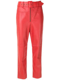 Women Sweatpants PU Leather Suit Pants Straight-Leg Trousers