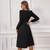 Women Dress V-neck Long-Sleeve Dress