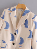 Women's Suits Graffiti Printing Loose Suit Jacket Women's Casual Suit