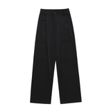 Men Sweatpants Solid Color Pleated Casual Suit Pants Loose Straight Trousers