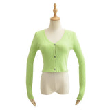 Women Sweater Knitwear Autumn Knitted Cardigan Female Short V-neck Slim Fit Coat Sweater