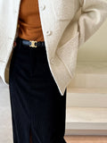 Women Skirt Vintage Corduroy Skirt Autumn and Winter Slit Sheath Skirt