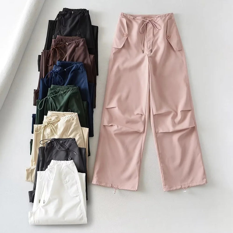 Women Sweatpants Loose Cargo Pants Ankle-Tied Casual Trousers