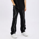Men Jeans Autumn Washed Jeans Men and Women Graffiti Straight-Leg Trousers
