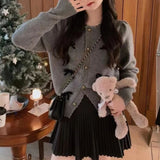 Women Knitted Cardigan round Neck Top
