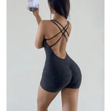Women Yoga Sports Shorts Jumpsuit Sexy Pilates Dance One-Piece Shorts
