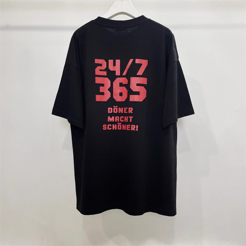 Vetements T Shirts VTM Werther Cute Chef Printed Letter OS Loose Casual Short Sleeve T-shirt