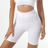 Women Yoga Sports Shorts Quick-Drying Threaded Tight High Waist Yoga Pants Workout Shorts