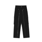 Men Sweatpants Multi-Pocket Zipper Overalls Baggy Straight Trousers Casual Trousers