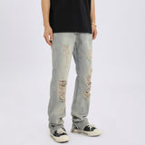 Men Jeans Ripped Jeans Men Baggy Straight Trousers