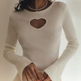 Ladies Leisure Knitwear Long Sleeve Tight Heart Knitted Sweater