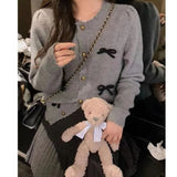 Women Knitted Cardigan round Neck Top