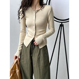 Women T Shirt Autumn Long Sleeved Fitted T-shirt Women's round Neck Bottoming Shirt