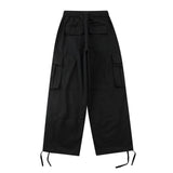 Men Sweatpants Multi-Pocket Cargo Pants Men's Baggy Straight Trousers Casual Drawstring Jogger Pants