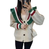 Women Knitwear Autumn and Winter V-neck Coat Loose Knitted Cardigan