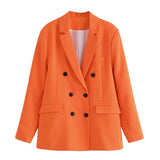 Women Suits Autumn Small Suit Loose Double-Breasted Suit Jacket