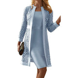 Women Trench Coat Lace Cardigan Dress and Coat