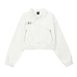 Women Jacket Fall Lapels Solid Color Zipper Pocket Coat