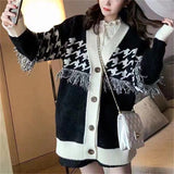 Women Knitwear Autumn and Winter Tassel Sweater Coat Loose Knitted Cardigan
