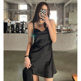 Women Dresses Sexy V-neck Pleated Suspender Dress