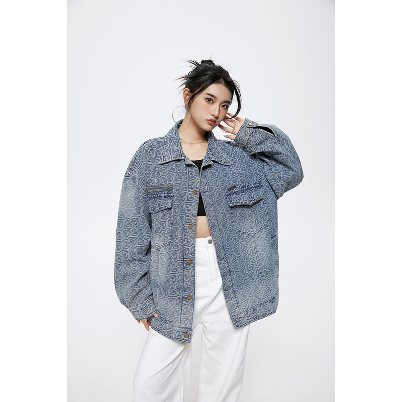 Unisex Jacket Retro Washed Overalls Men and Women Couple Loose Denim Jacket