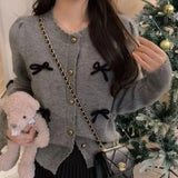 Women Knitted Cardigan round Neck Top