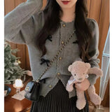 Women Knitted Cardigan round Neck Top