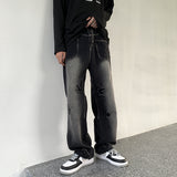 Men Jeans Ripped Jeans Men's Autumn Retro Loose Straight Trousers