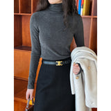 Women T Shirt Turtleneck Bottoming Shirt Women Slim Fit Long-Sleeved T-shirt