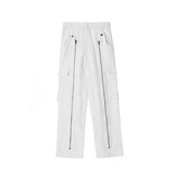 Men Sweatpants Multi-Pocket Zipper Overalls Baggy Straight Trousers Casual Trousers