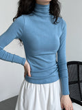 Women T Shirt Autumn Slim Fit Half Turtleneck Bottoming Shirt