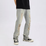 Men Jeans Ripped Jeans Men Baggy Straight Trousers