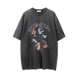 Men Vintage T-shirt Peace Dove Flame Print Short Sleeve T-shirt