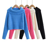 Women Sweater Knitwear Turtleneck Sweater Women's Autumn Striped Short Style Knitwear Women's Coat
