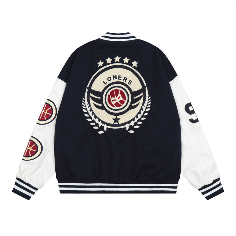 Men Jacket Coat Baseball Uniform Men's Loose Letter Splicing Jacket Motorcycle Clothing