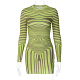 Women Dresses Spring Striped Short Style Dress