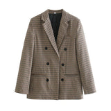 Women Suits Plaid Double Breasted Blazer Women Spring and Autumn Top