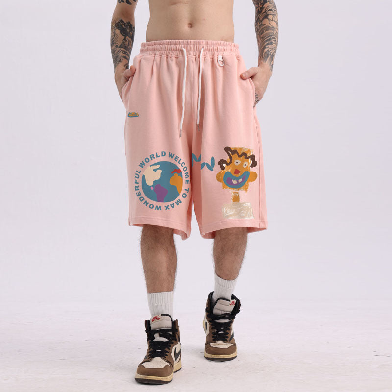 Men Shorts Hip Hop Cartoon Printed Sports Shorts Summer