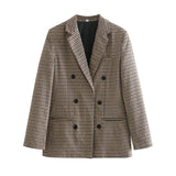 Women Suits Plaid Double Breasted Blazer Women Spring and Autumn Top
