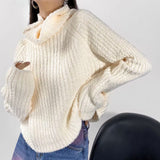 Women Sweater Knitwear Turtleneck Sweater Women's Autumn Striped Short Style Knitwear Women's Coat