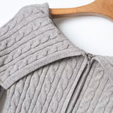 Women Sweater Knitwear Fall Slim Fit Double Zipper Sweater
