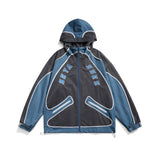 Unisex Jacket Retro Patchwork Contrast Color Sports Jacket