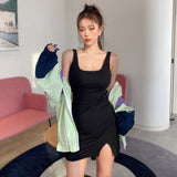Women Dresses Summer Short Skirt Sexy Square-Neck Dress Hip Skirt