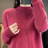 Women Knitted Pullover Turtleneck Sweater Women's Autumn and Winter Sweater Long Sleeve Sweater Loose Casual