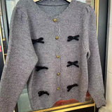 Women Knitted Cardigan round Neck Top